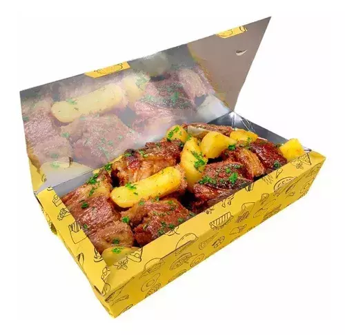 Caixa Embalagem Metalizada Delivery Costela Carne Assada 50un para delivery — embalagem food service TopFood